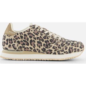 Woden, Dierenprint Leren Sneakers Bruin, Dames, Maat:38 EU