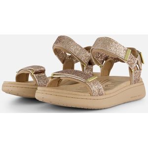 Woden - Line Glitter Sandalen - Beige - Suède