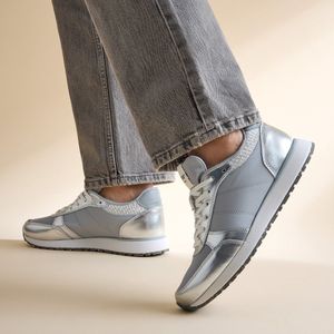 Woden - Ronja Metallic - Sneakers - Glinsterend - Leer - Gerecycled Mesh