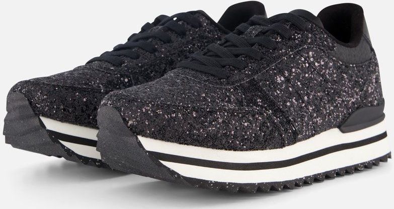 Woden - Ronja Glitter - Plateau Sneakers - Zwart - Dames