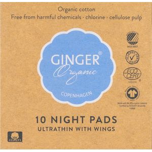 Ginger Organic Maandverband Nacht 10 stuks
