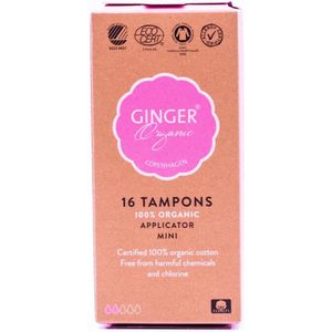 Ginger Organic Tampons - Biologisch katoen - Mini (16 Stuks) - Comfortabel - Betrouwbaar - Huidvriendelijk