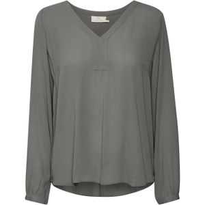 Kaffe - Amber - Blouse - Rookgrijs - Viscose, Lange Mouw, V-hals