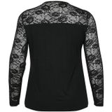 KAFFE Kclaura Blouse - Zwart - Viscosemix - Ronde Hals - Kanten Mouwen