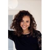 KAFFE Kclaura Blouse - Zwart - Viscosemix - Ronde Hals - Kanten Mouwen