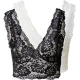 Cream - Kanten Tops - Zwart en Wit - Set van 2 - Hoge Kwaliteit