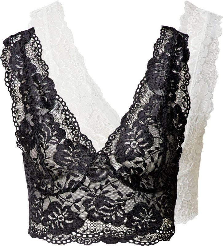 Cream - Kanten Tops - Zwart en Wit - Set van 2 - Hoge Kwaliteit