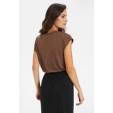 Kaffe - Kalise T-Shirt - Bruin - Dames - Korte Mouwen - Polyester