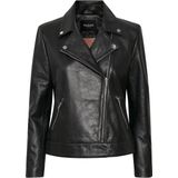 Soaked in Luxury - Zwarte Leren Jas - Dames - Asymmetrische Rits