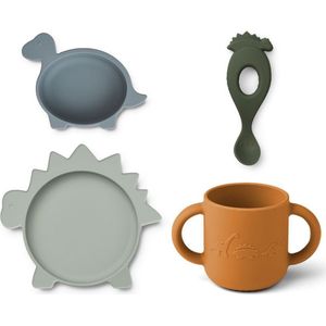 Liewood - Tafelset - Dino Blue Multi Mix - Silicone - 4-Delig