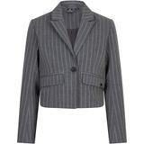 Indian Blue Jeans Meisjes colbert jasje cropped krijtstreep - Steen grijs