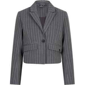 Indian Blue Jeans Meisjes colbert jasje cropped krijtstreep - Steen grijs