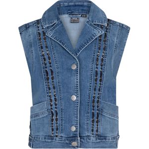 Indian Blue - Gilet - Blauw - Denim - Borduursel