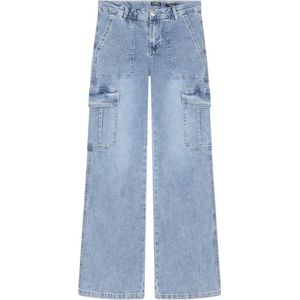 Indian Blue Jeans Meisjes jeans broek cargo wide fit - Licht blauw denim