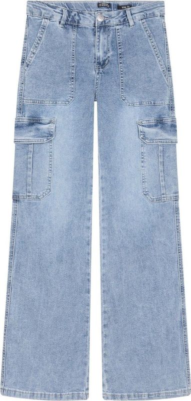 Indian Blue Jeans Meisjes jeans broek cargo wide fit - Licht blauw denim