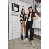 Indian Blue Jeans Flared Pants Diagonal Check Broeken Meisjes - Zwart - Maat 116