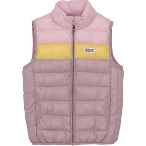 Color Kids - Bodywarmer - Roze Geel - Mouwloos - Met Rits en Kraag