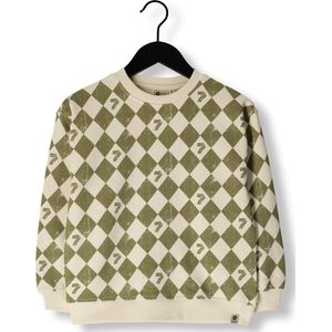 Daily7 sweater met all over print armygroen/beige