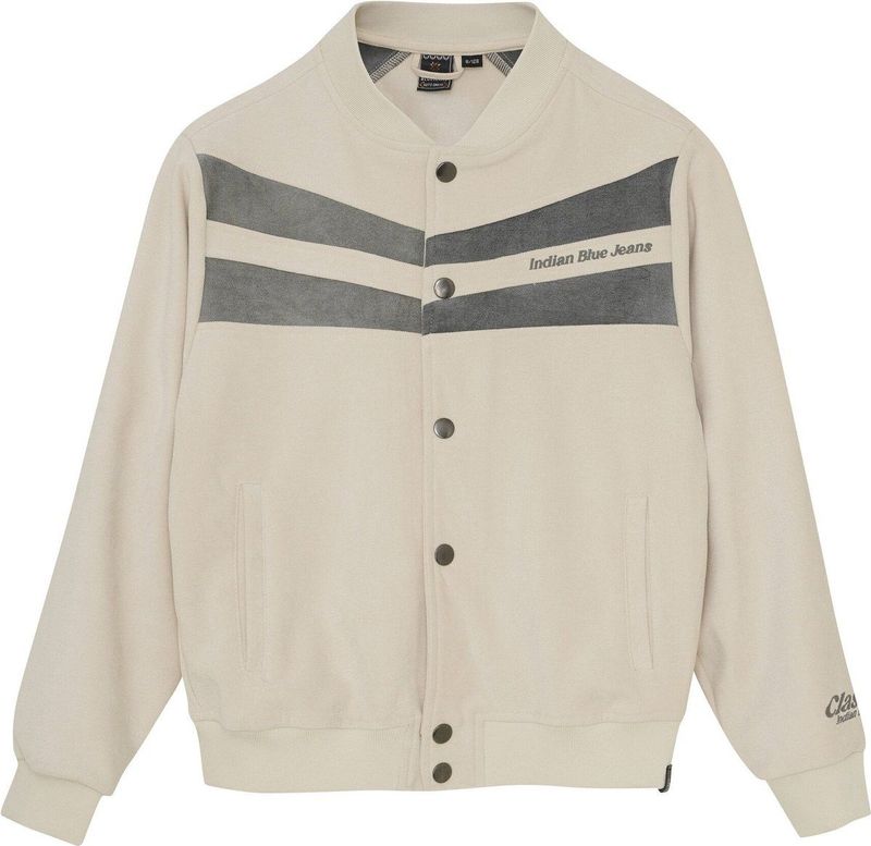 Indian Blue Jeans - Bomberjack - Ecru-Grijs - Ronde Hals - Drukknopen