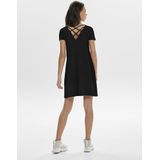 ONLY - ONLBERA BACK LACE UP S/S DRESS JRS NOOS - Dames Jurk - Zwart - Viscose