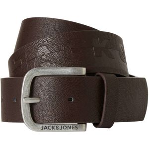 Men Jack & Jones JACHARRY Leather Belt Basic Classic Logo Metal Buckle, Colour:Dark brown, Größe Gürtel:105