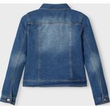 Denim - Jas - Blauw - Lange Mouwen - Drukknoopsluiting