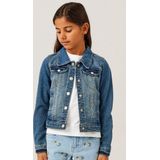 Denim - Jas - Blauw - Lange Mouwen - Drukknoopsluiting