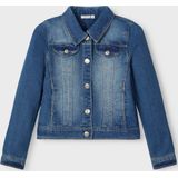 Denim - Jas - Blauw - Lange Mouwen - Drukknoopsluiting