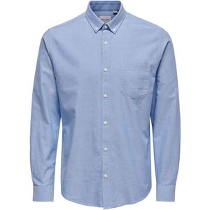 Onsalvaro - Oxford Overhemd - Blauw - Katoen - Lange Mouwen