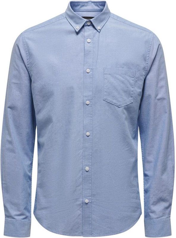 Onsalvaro - Oxford Overhemd - Blauw - Katoen - Lange Mouwen
