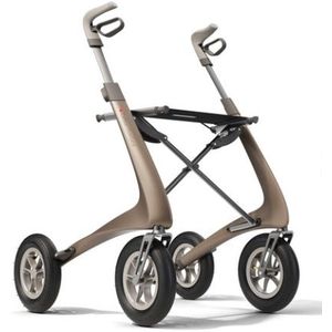 Rollator - Carbon Overland- Lichte en elegante rollator met luchtbanden - Bruin