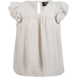 Zoey - Linnen Top - Ecru - Mouwloos - V-hals