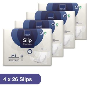 ABENA Incontinentie Slip Premium M1 - Eendelig Verband ter Bescherming van Zwaar Urineverlies en (Dunne) Ontlasting - Perfecte Aansluiting door Flexibele Sluitstrips - 104 Stuks