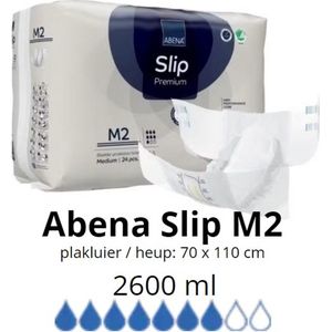 ABENA Incontinentie Slip Premium M2 - Eendelig Verband ter Bescherming van Zwaar Urineverlies en (Dunne) Ontlasting - Perfecte Aansluiting door Flexibele Sluitstrips - 24 Stuks