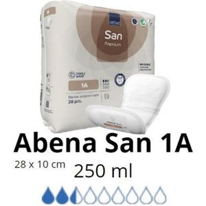 ABENA San 1A, 28x Absorberende Inlegger, Pak, + Plakstrip - Voor Flinke druppels Urineverlies - Absorptie 250 ml, beige