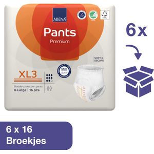 Abena Pants Premium XL3 - 96x Absorberend Broekje, te Dragen als Gewoon Ondergoed - Voor het Verlies van de Hele Blaasinhoud en (Dunne) Ontlasting - Heupomvang 130-170 cm - Absorptie 2600 ml