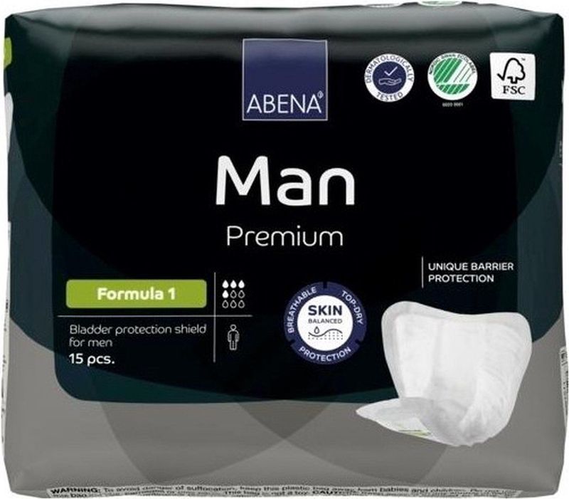 Abena - Man - Inlegverband - Grijs - TopDrylaag - Absorptie 250 ml