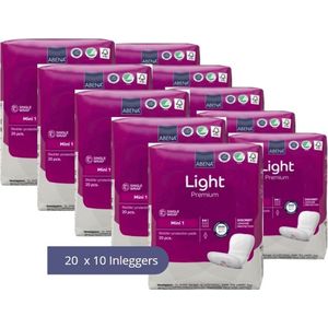 ABENA Light Mini 1, 200x Inlegverband, Karton, te Dragen in aansluitend Ondergoed- Voor Lichte tot Matige Urineverlies - Absorptie 180 ml, roze