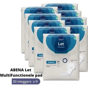 ABENA LET (Abri-Let) Anatomic, 270x inleggers, Karton, Anatomische, zonder PE laag - 20 x 44 cm - 500 ml - Blauw