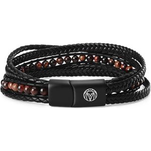 Lucleon - Heren - Edelsteen Armband - Rode Tijgeroogsteen - Bruin