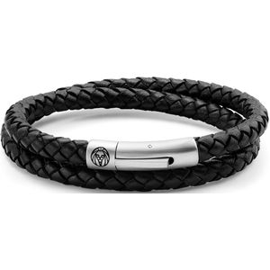 Collins 6 mm Zwarte Leren Wikkelarmband