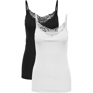 Only - Kanten Top ONLKIRA LACE SINGLET - Kleur: Black/White - 100% Katoen - Mouwloos