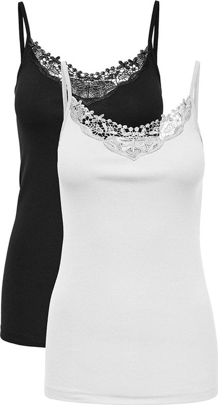 ONLY Singlet met Kant ONLKIRA (set van 2) Zwart/Wit