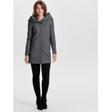 Only - Grijze Pinstripe Hoodie Jas - Dames - Katoen/Polyester