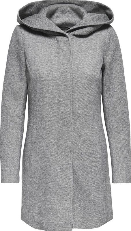 Winterjasje - Light Grey Melange - Met Capuchon - Lange Mouwen