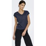 ONLY - T-shirt - Rood - Polyester - Viscose en Metaalvezels