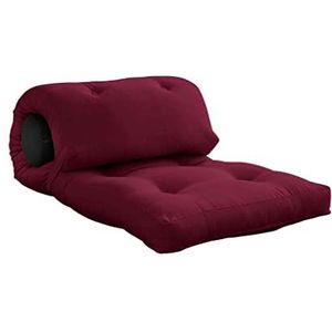 Karup Design, wrap, futon fauteuil, frame: bordeaux, matras: donkergrijs, katoen, single