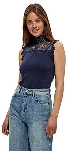 minus - Top 'Vanessa' - Marine - Mouwloos - Slanke Pasvorm