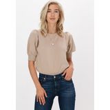 minus - Top - Camel - Knitwear - Ronde Hals - Halve Mouw