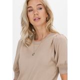 minus - Top - Camel - Knitwear - Ronde Hals - Halve Mouw